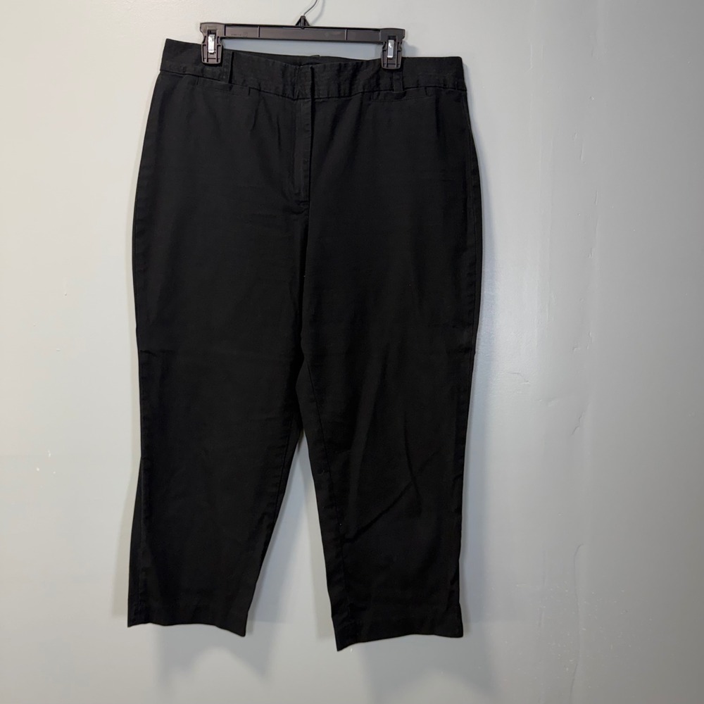 Talbots Black Cotton Stretch Crop Pants Size 16 Workwear Casual Capri
